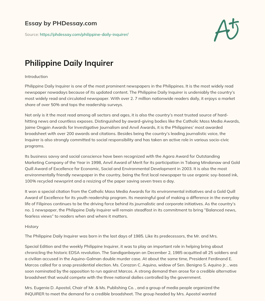 essay about philippine daily inquirer