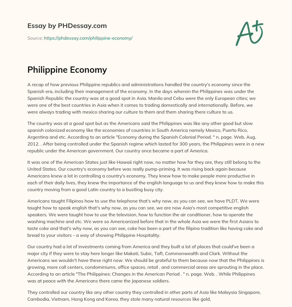 short essay about philippine economy