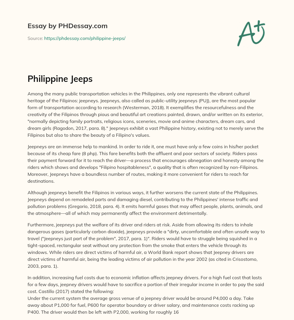 Philippine Jeeps essay