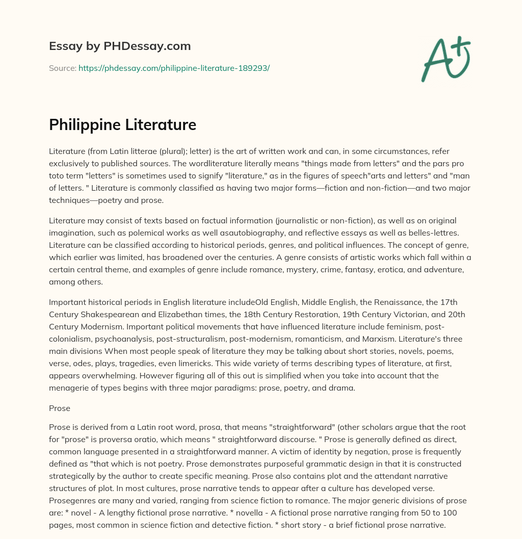 Philippine Literature essay