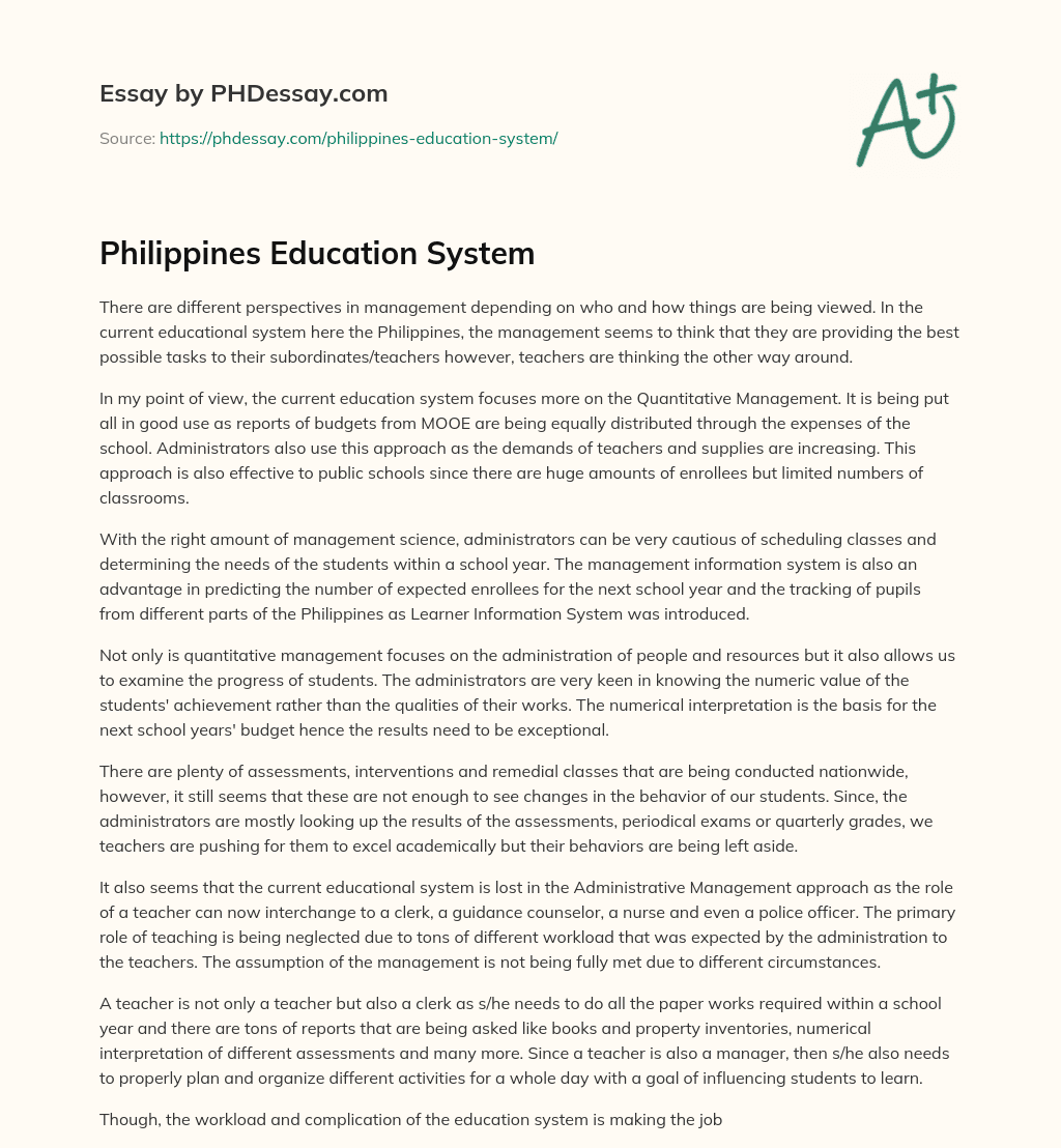 education system in the philippines essay