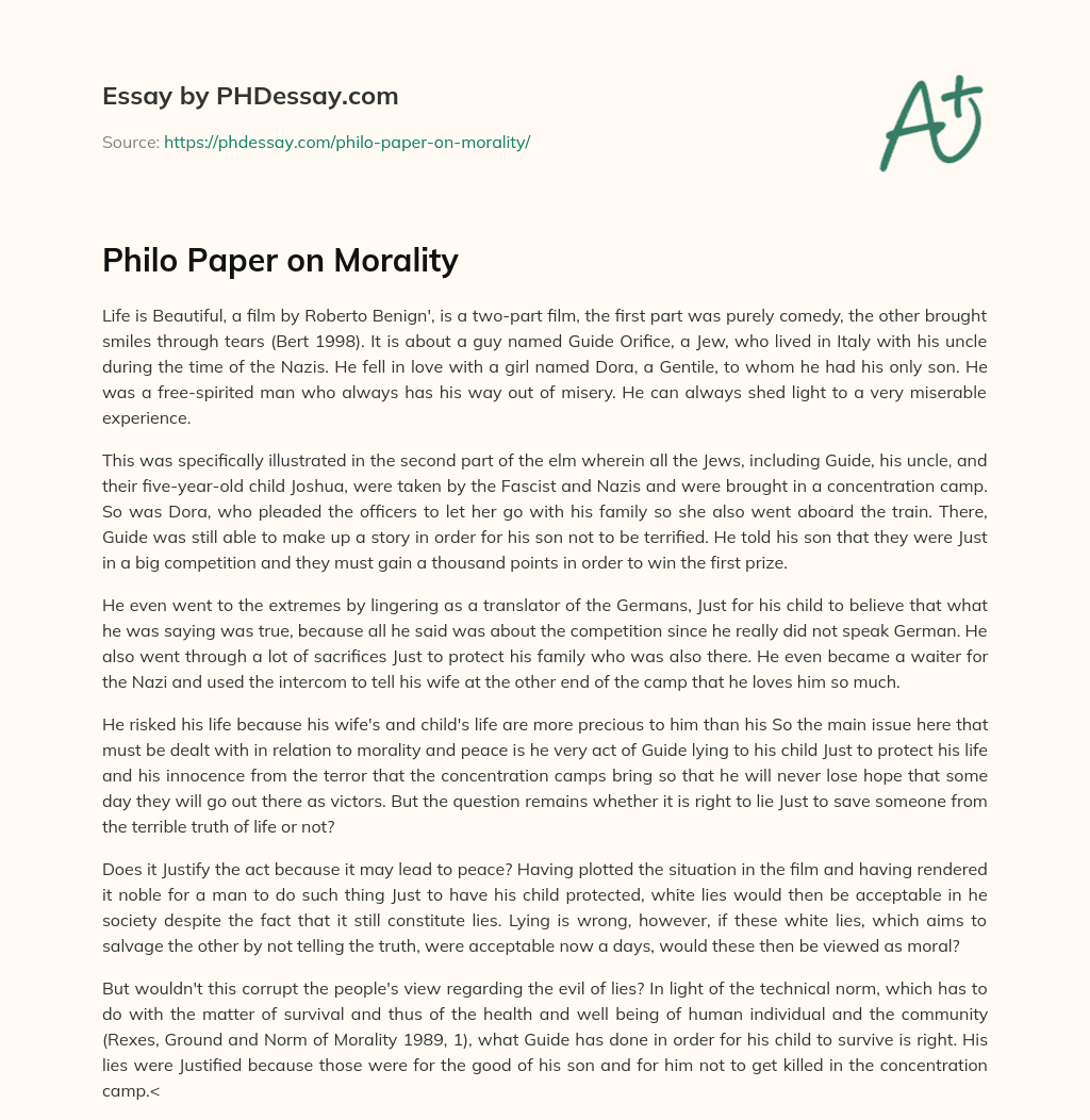 Philo Paper on Morality essay