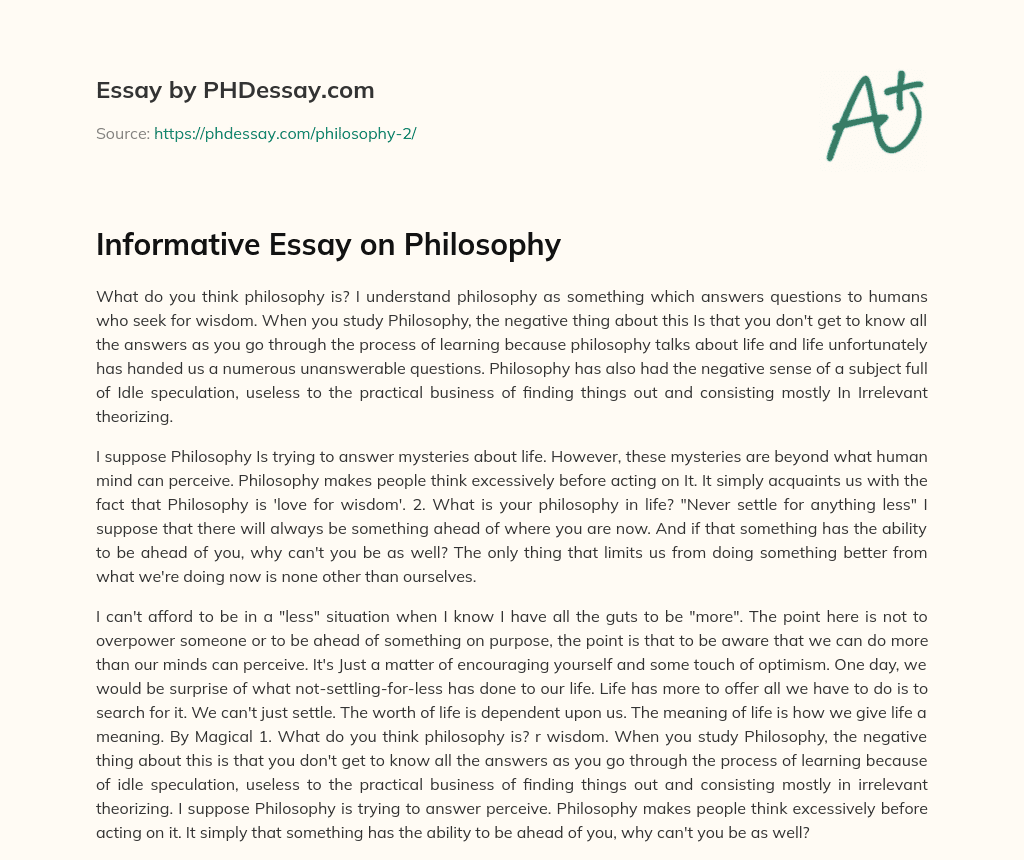 Informative Essay on Philosophy essay