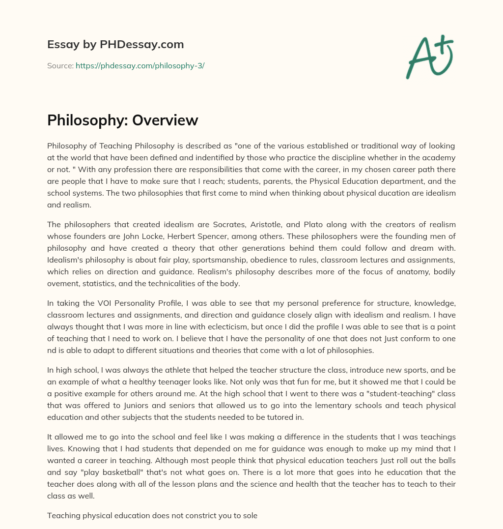 Philosophy: Overview essay