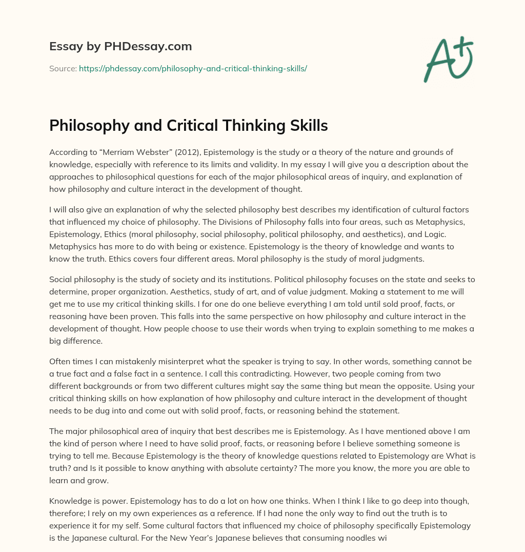 philosophy helps us to engage in critical thinking brainly