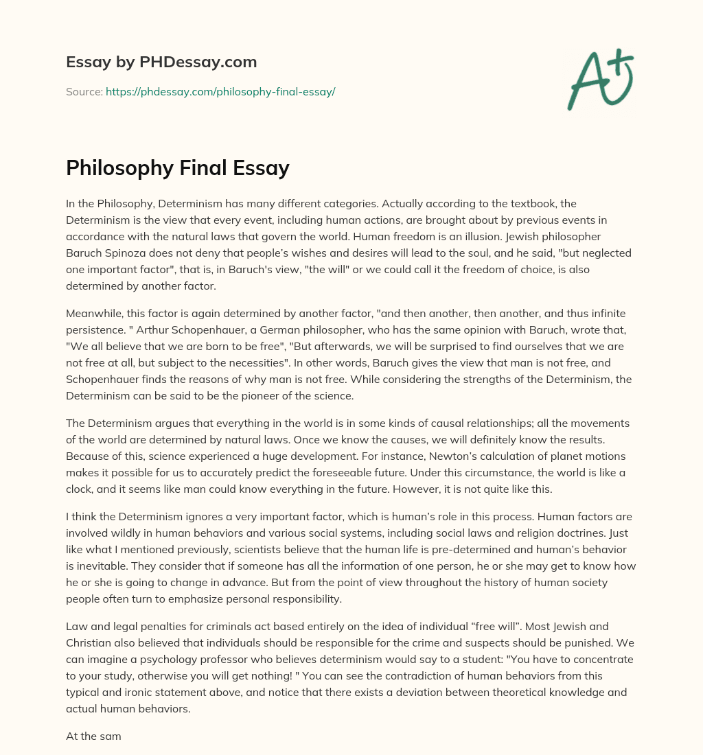 Philosophy Final Essay essay