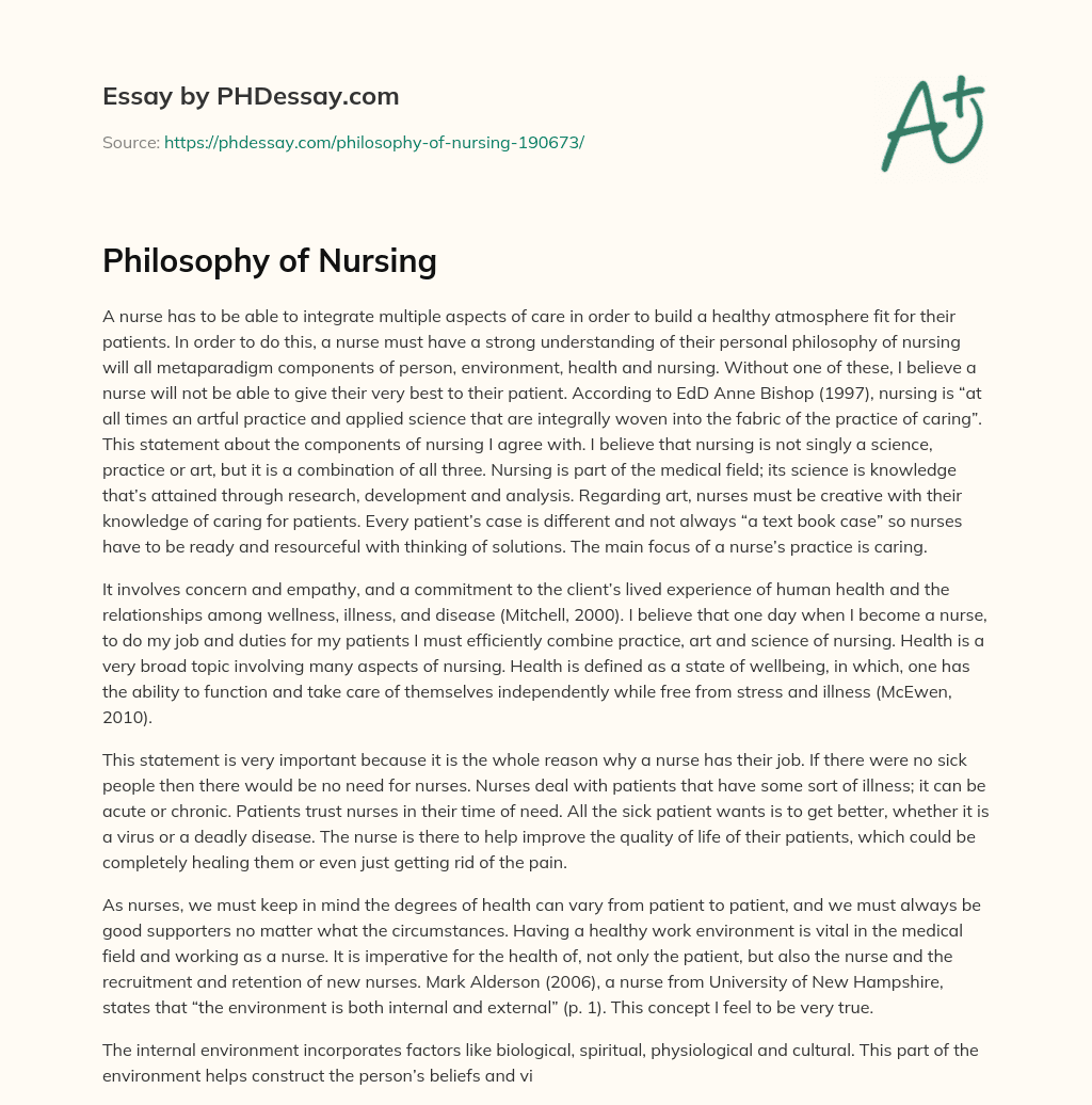 nursing philosophy thesis