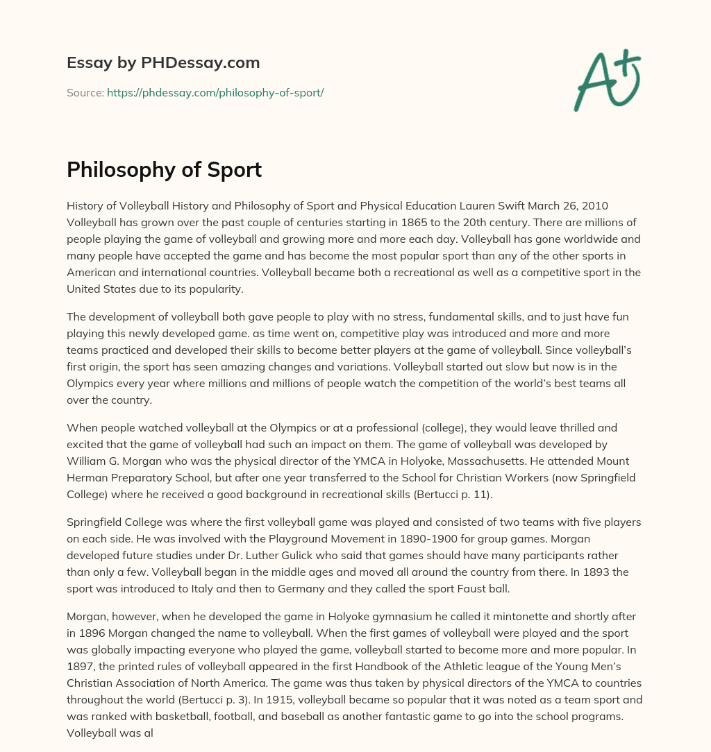 Philosophy of Sport essay