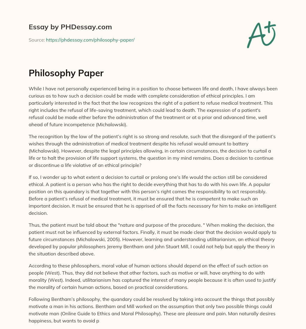 Philosophy Paper essay