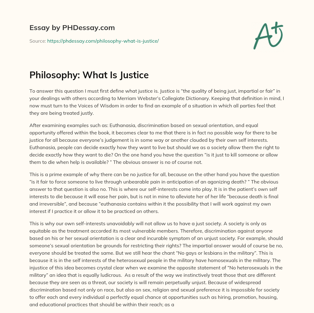 justice philosophy essay