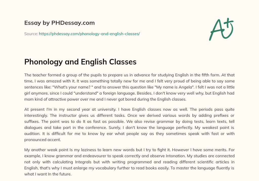 Phonology and English Classes essay