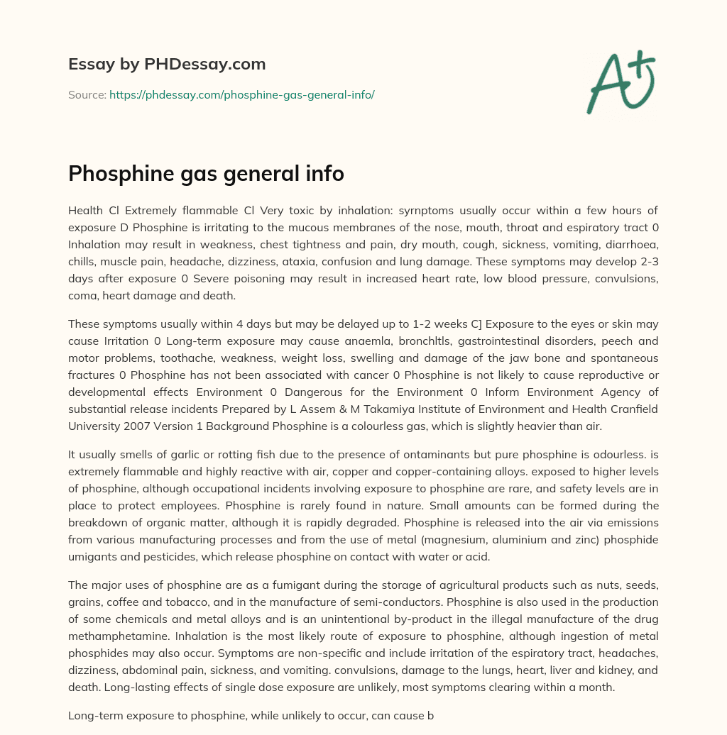 Phosphine gas general info essay