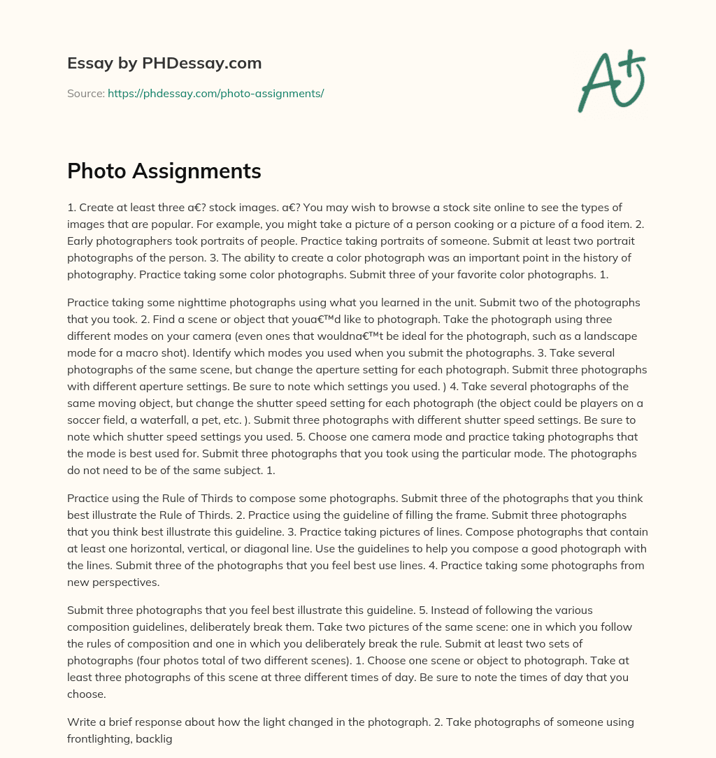 Photo Assignments essay