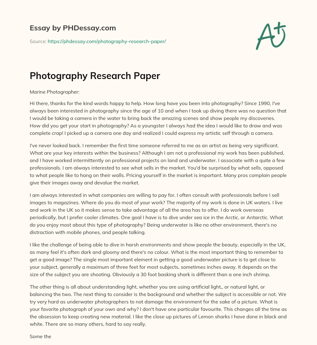 photographer research paper