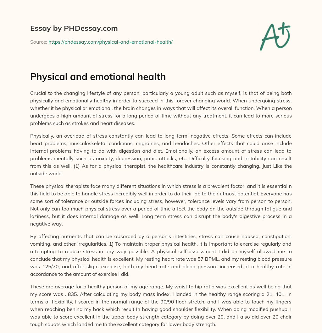 Physical and emotional health essay