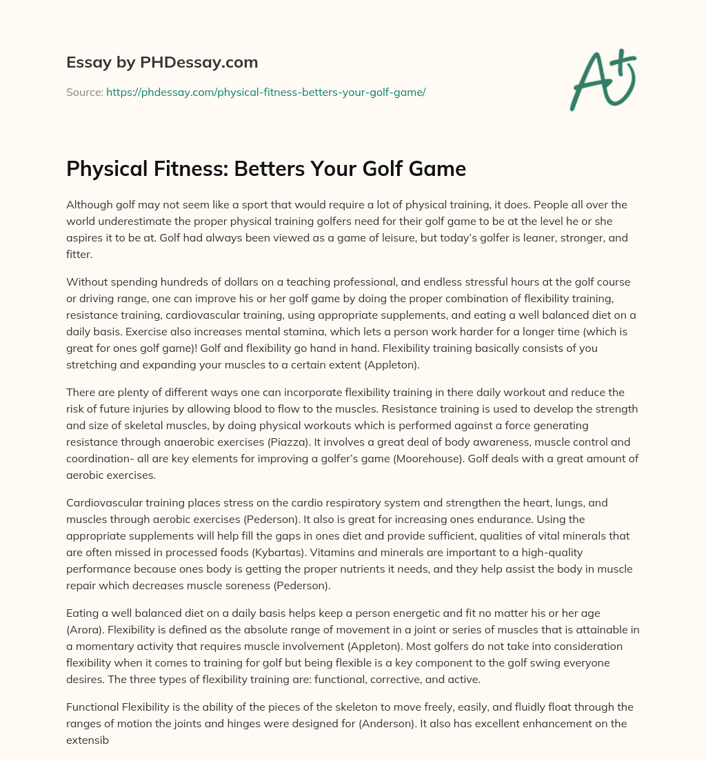 Physical Fitness: Betters Your Golf Game essay