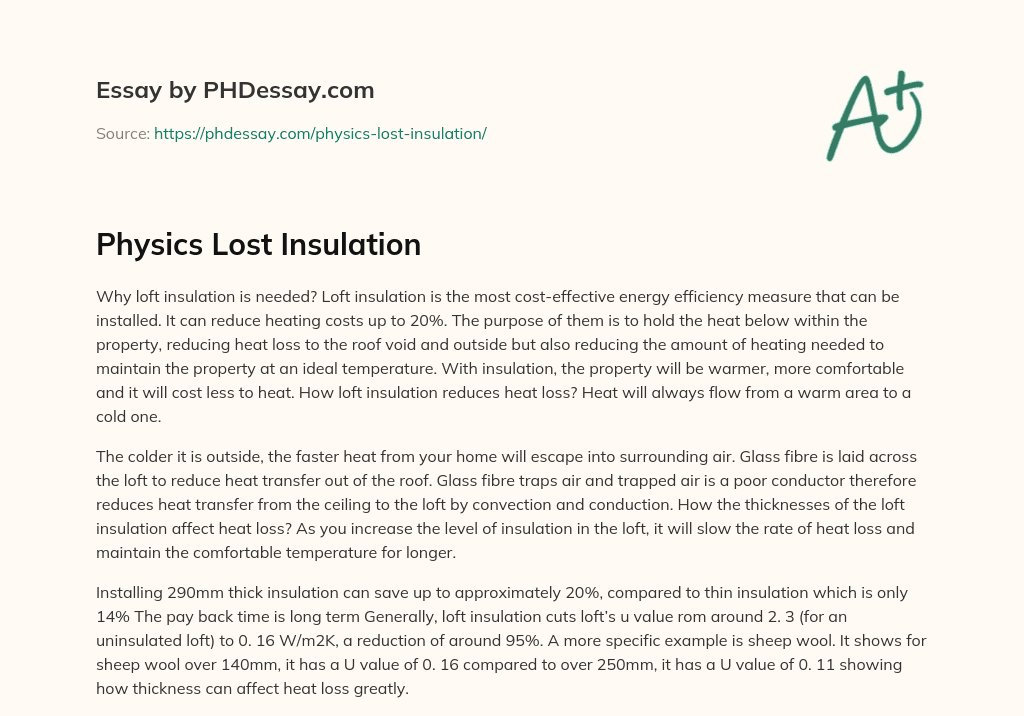 Physics Lost Insulation essay