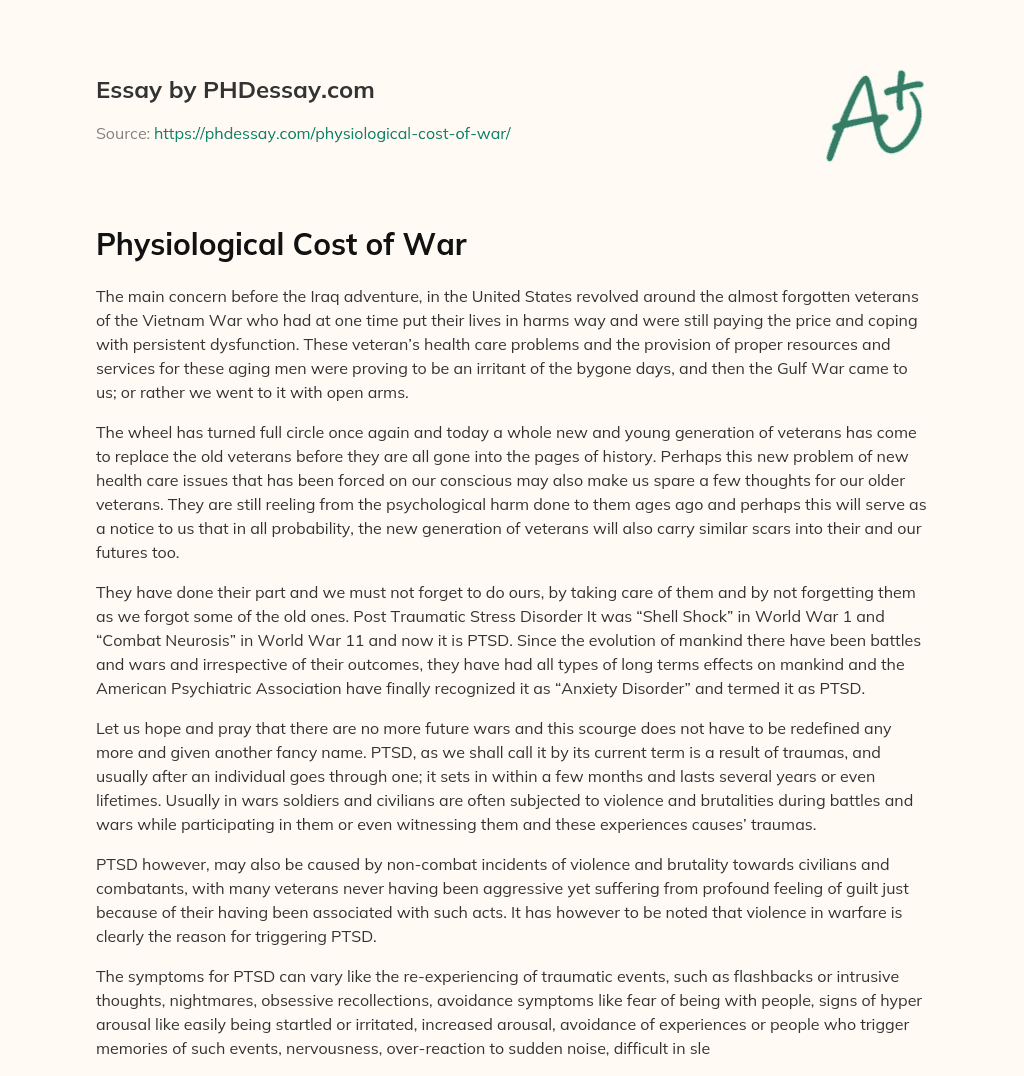 Physiological Cost of War essay