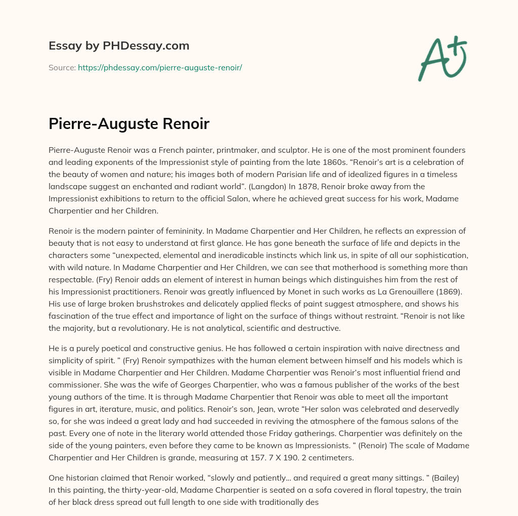 Pierre-Auguste Renoir essay