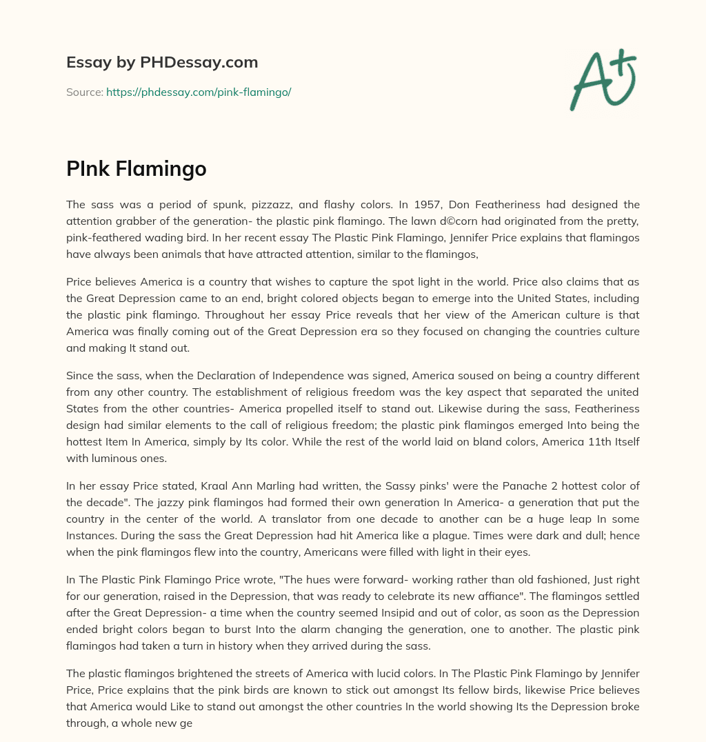 PInk Flamingo essay