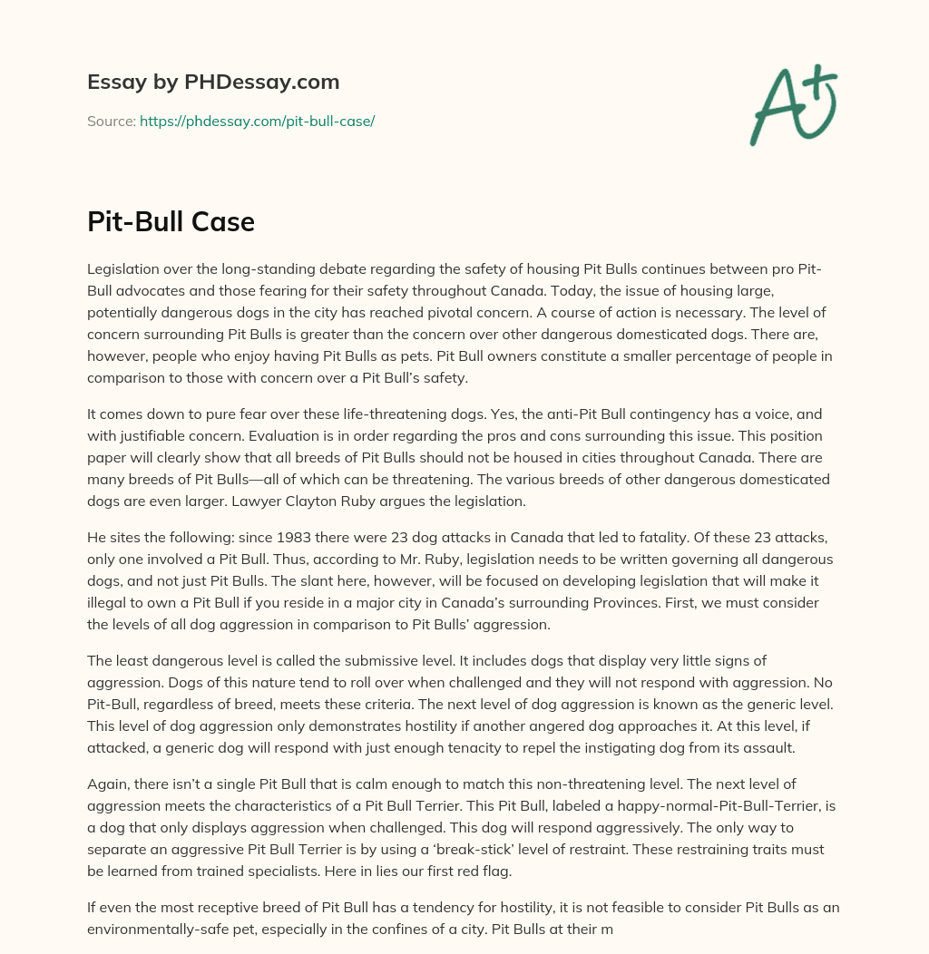 Pit-Bull Case essay