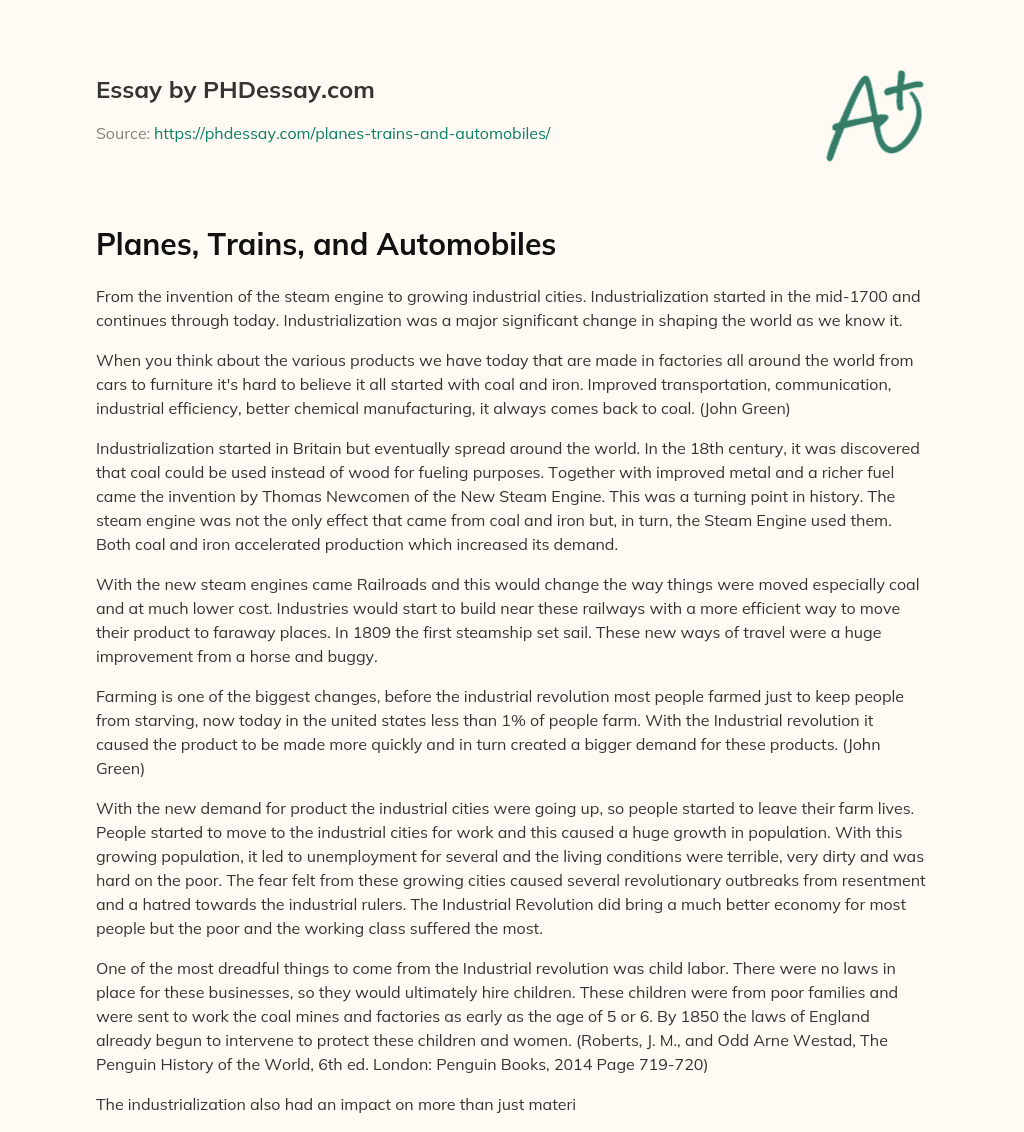 Planes, Trains, and Automobiles essay