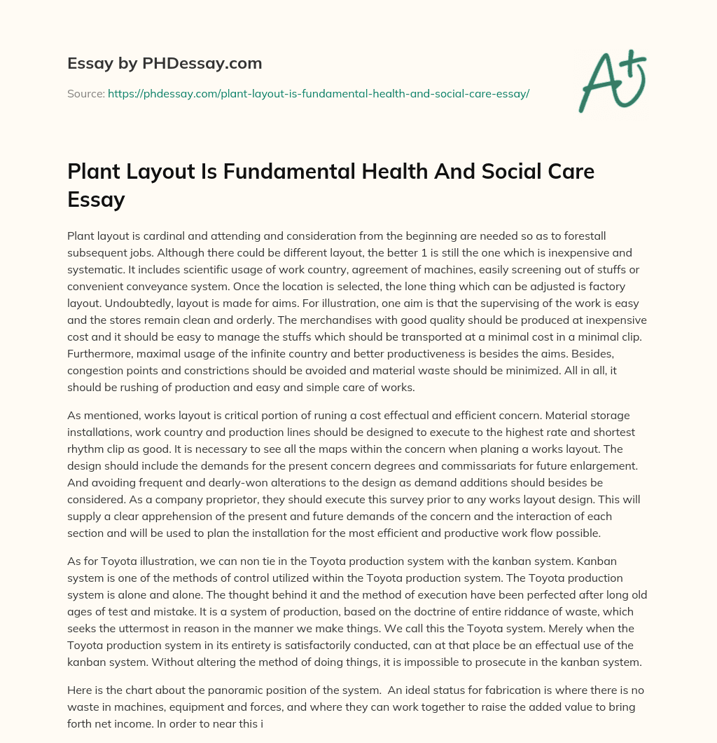 Plant Layout Is Fundamental Health And Social Care Essay essay