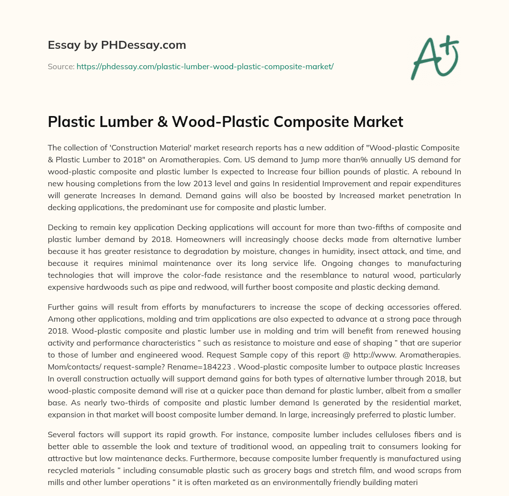 Plastic Lumber & Wood-Plastic Composite Market essay