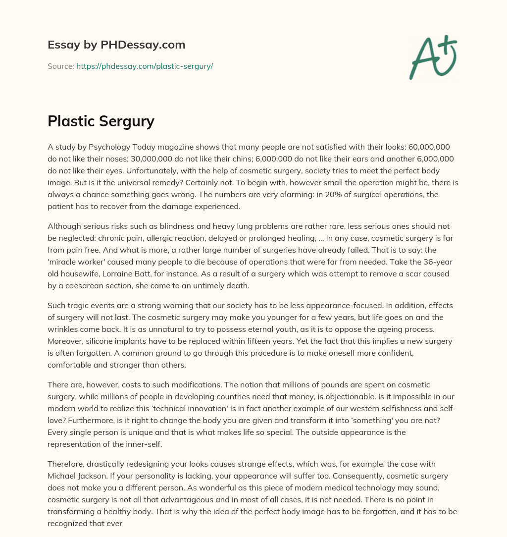 Plastic Sergury essay
