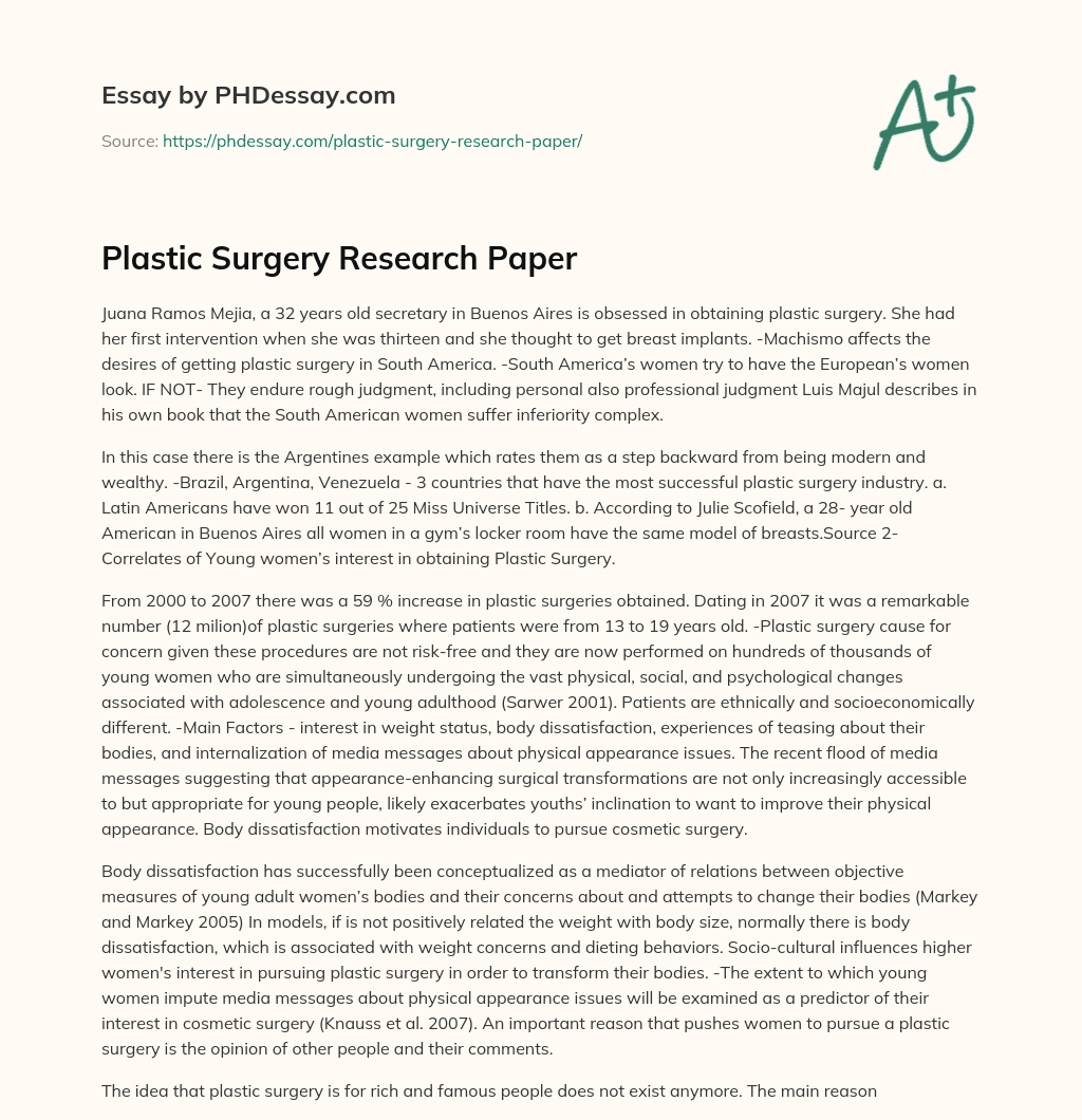 plastic surgery research paper