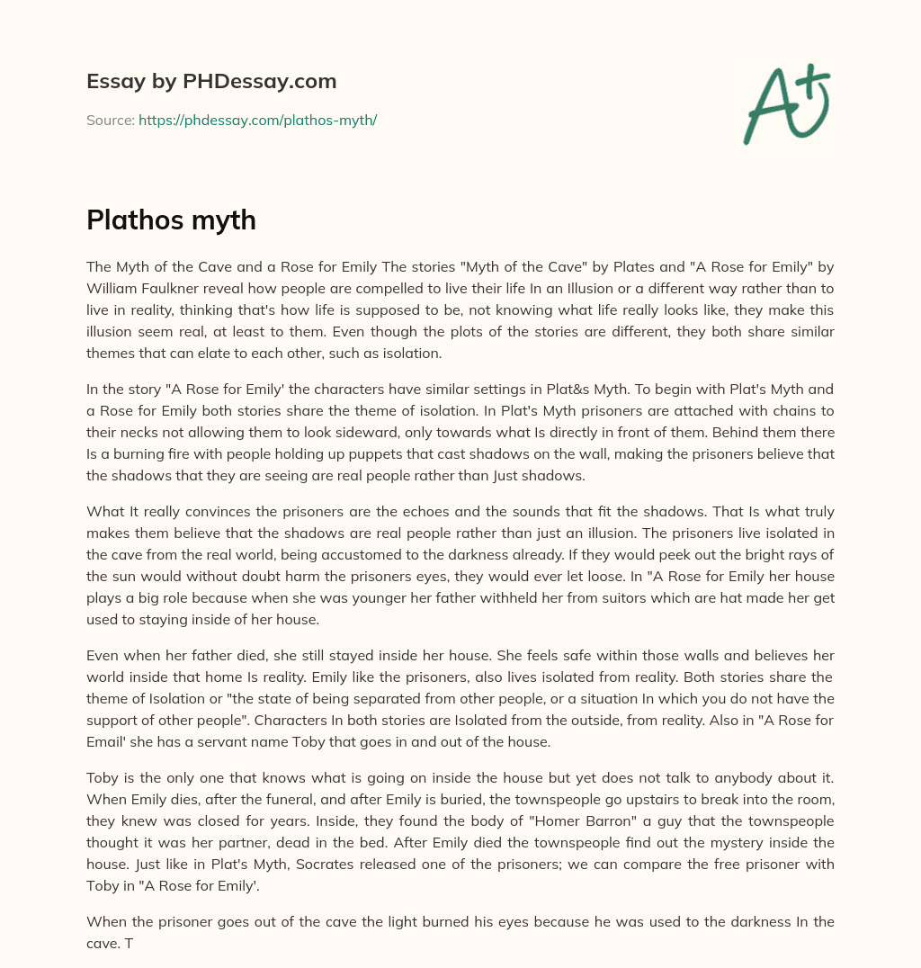 Plathos myth essay