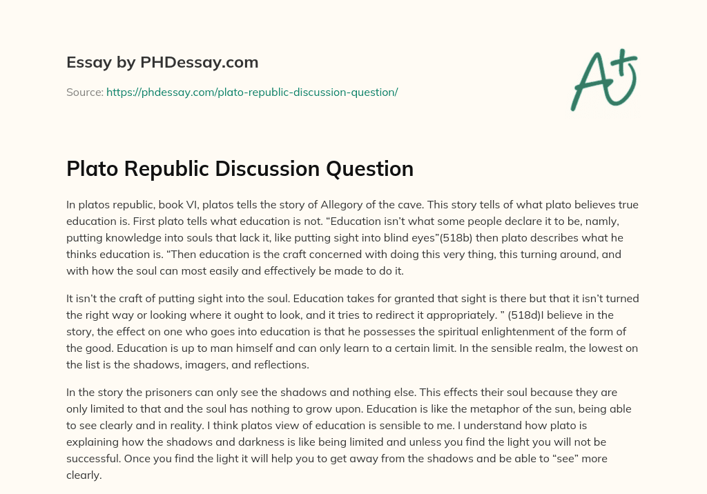 plato's republic essay questions