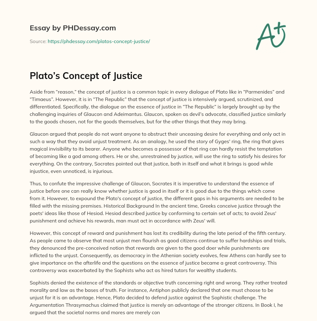 plato theory of justice essay