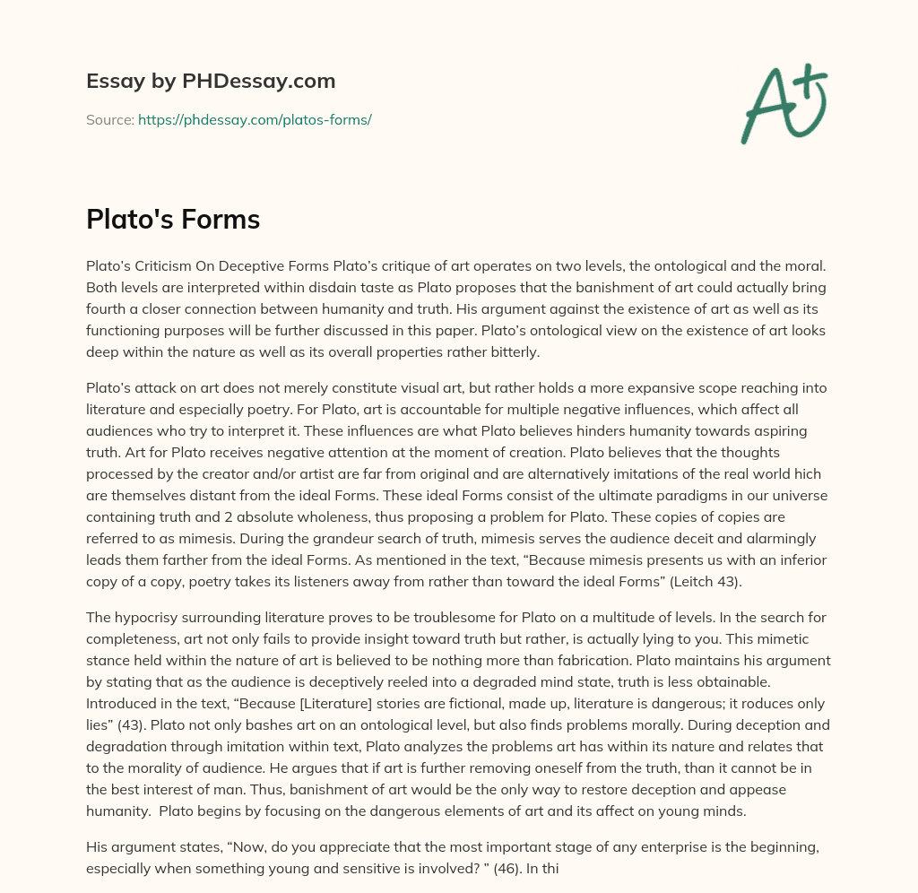 Plato’s Forms essay