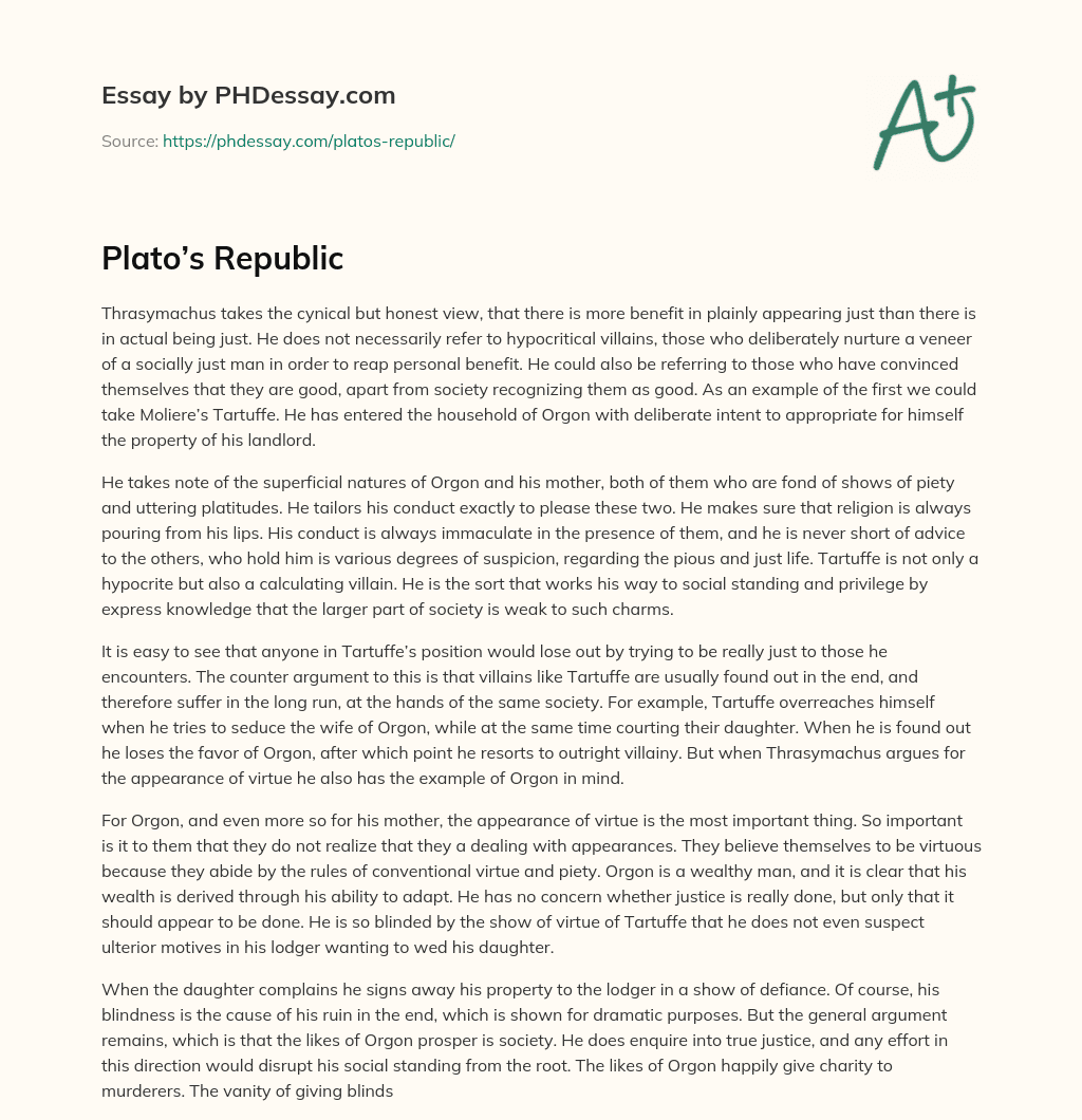 Plato’s Republic essay