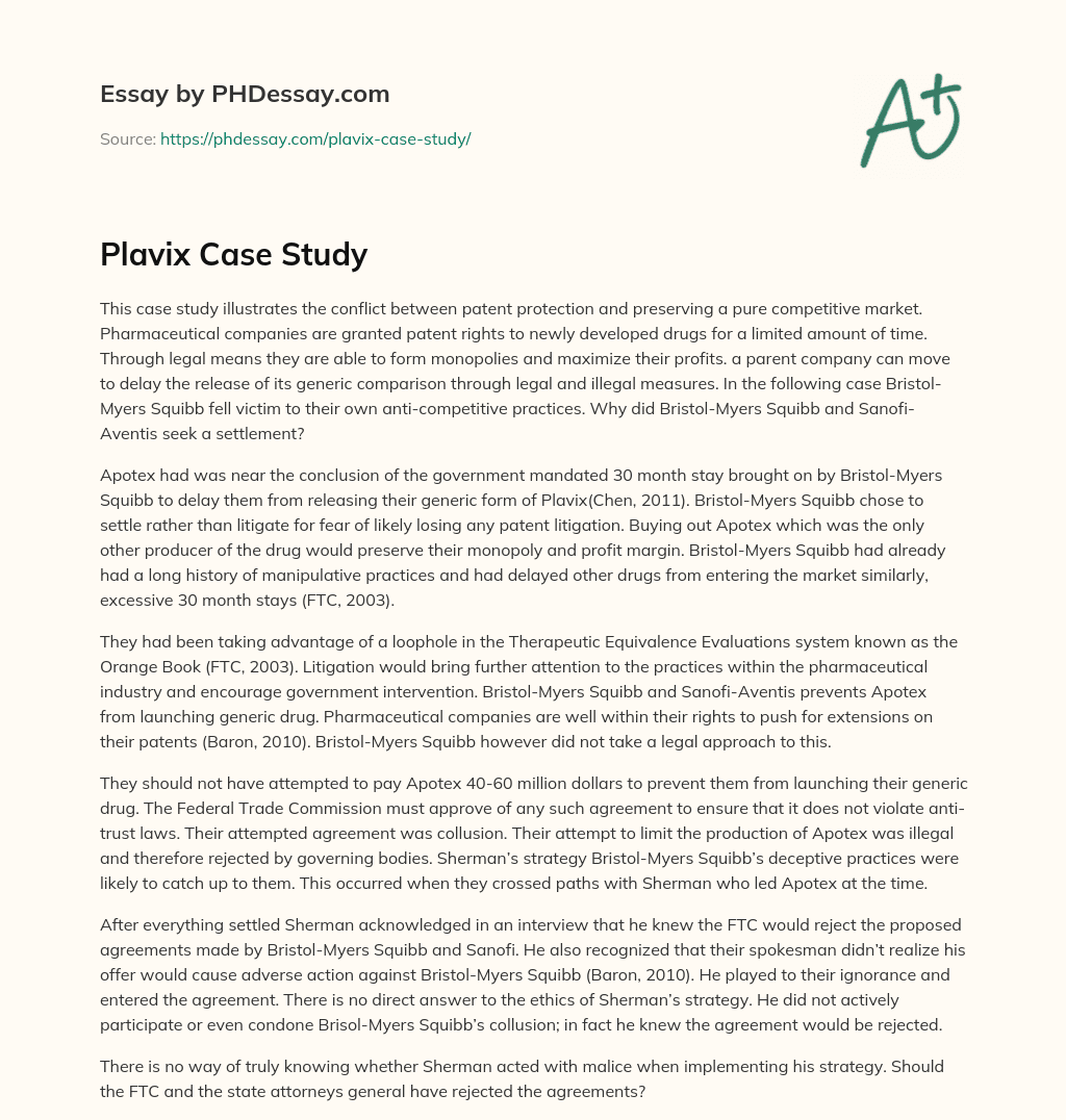 Plavix Case Study essay