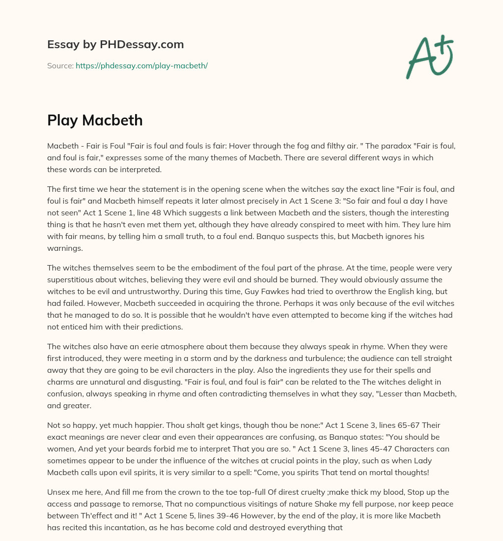 Play Macbeth essay