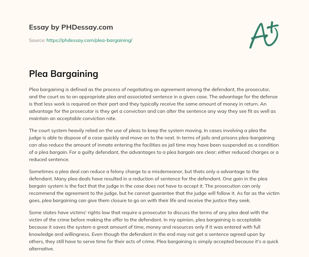 Plea Bargaining essay