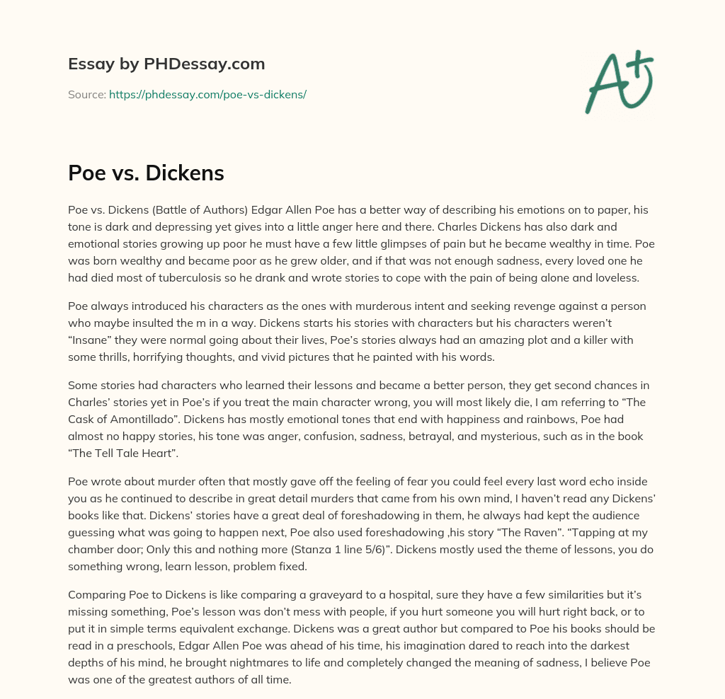 Poe vs. Dickens essay