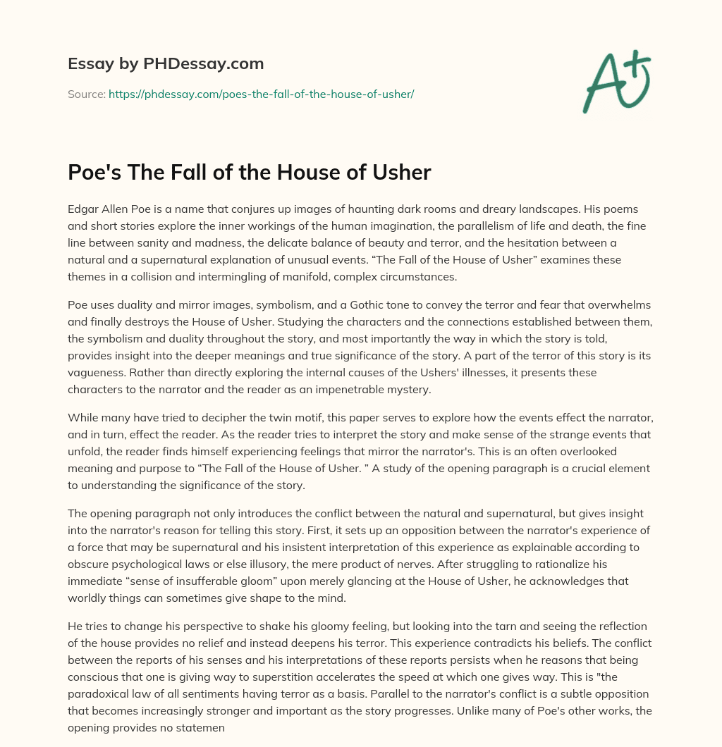 the fall of the house of usher essay introduction