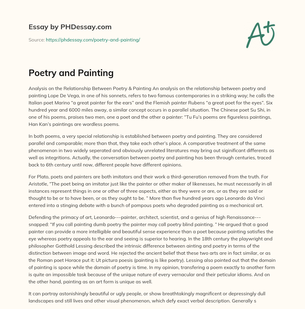 Poetry and Painting essay
