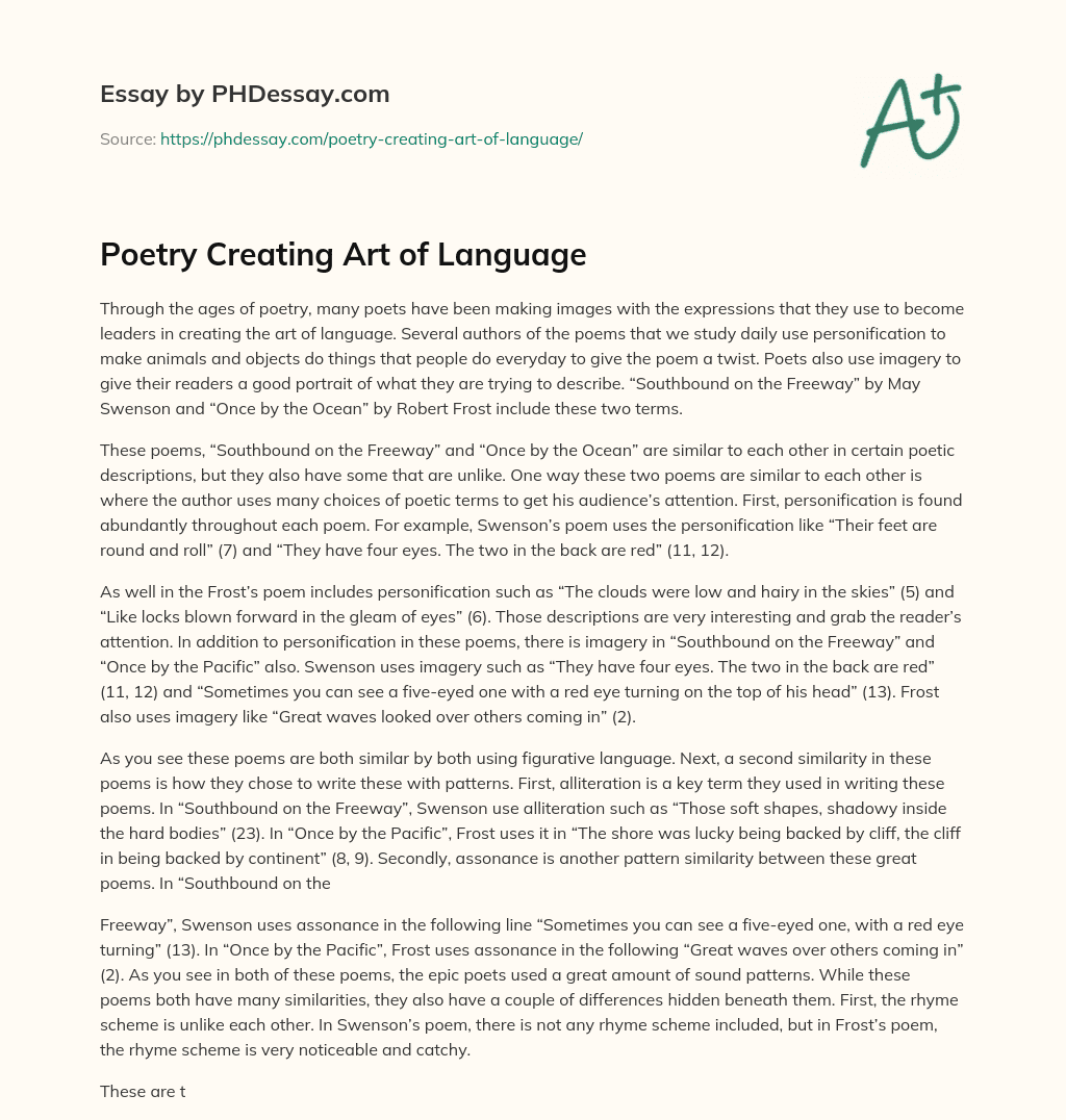 Poetry Creating Art of Language essay