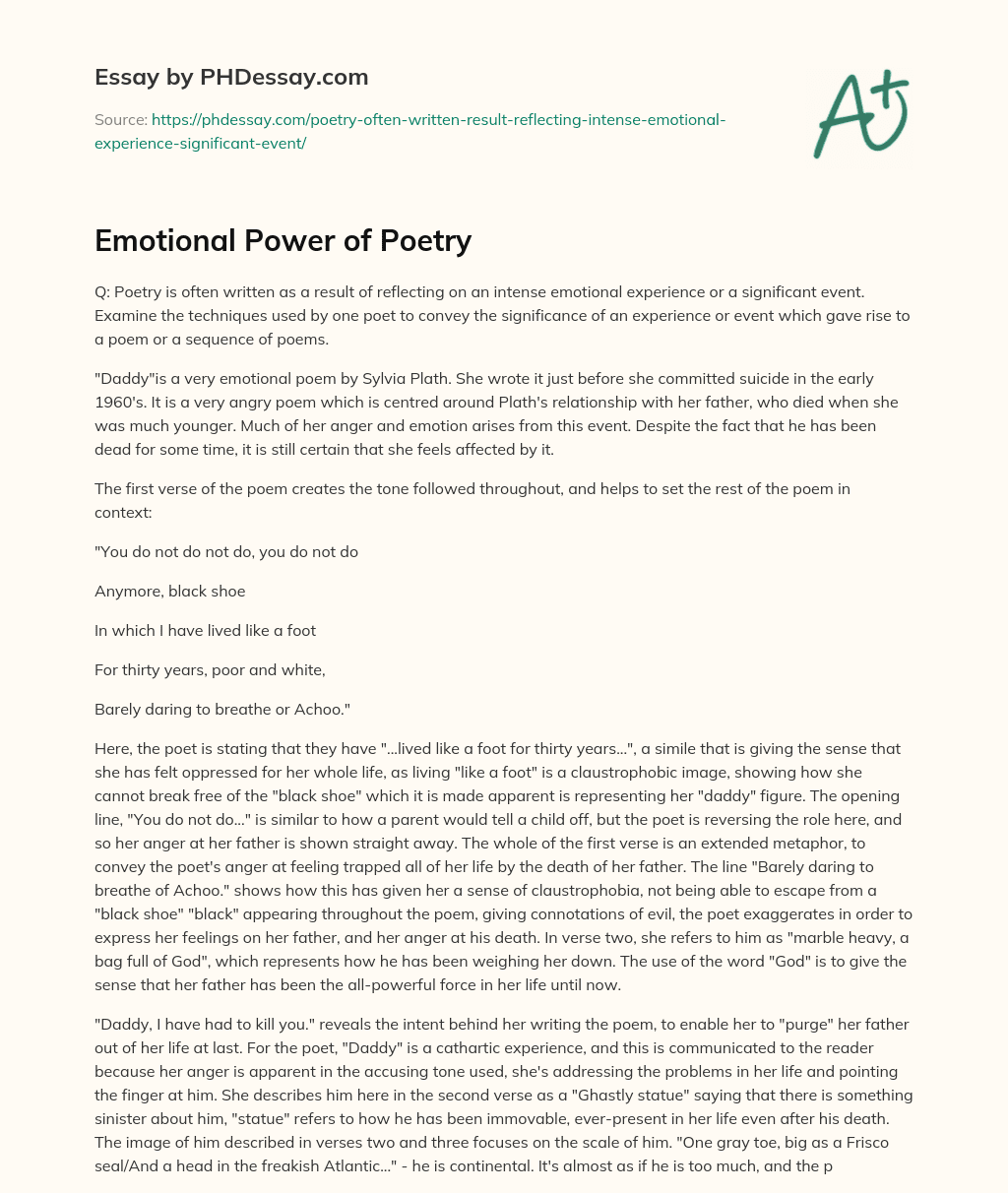 Emotional Power of Poetry essay