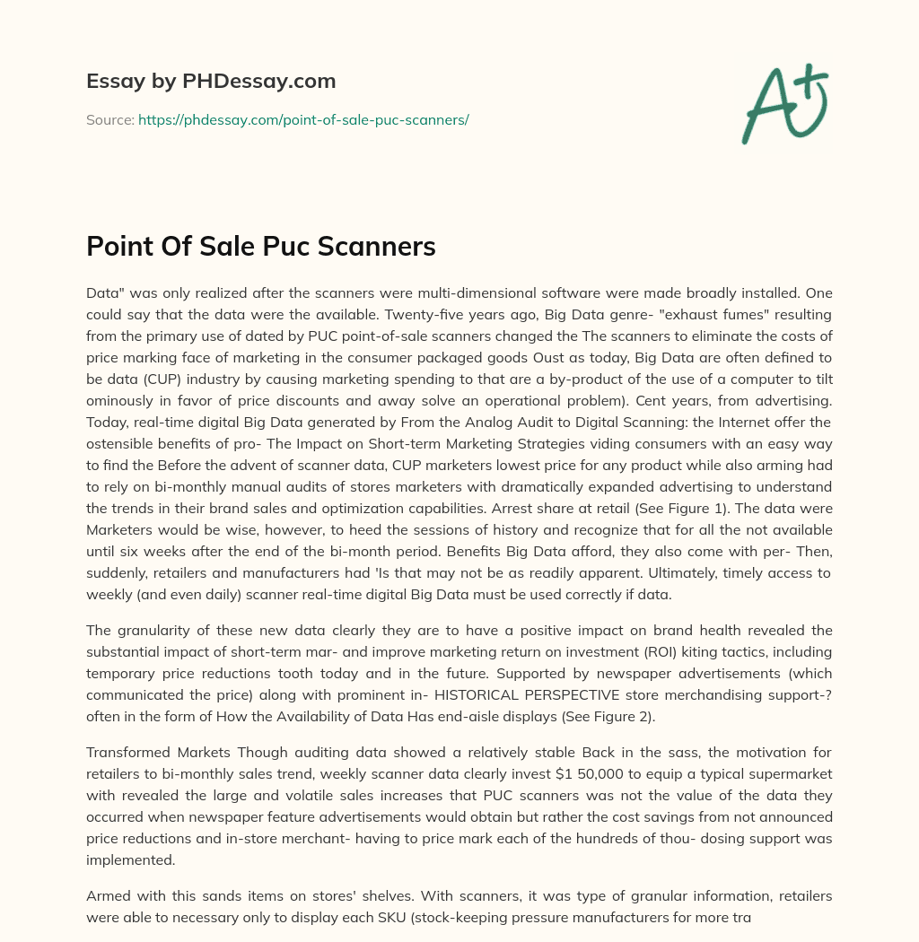 Point Of Sale Puc Scanners essay