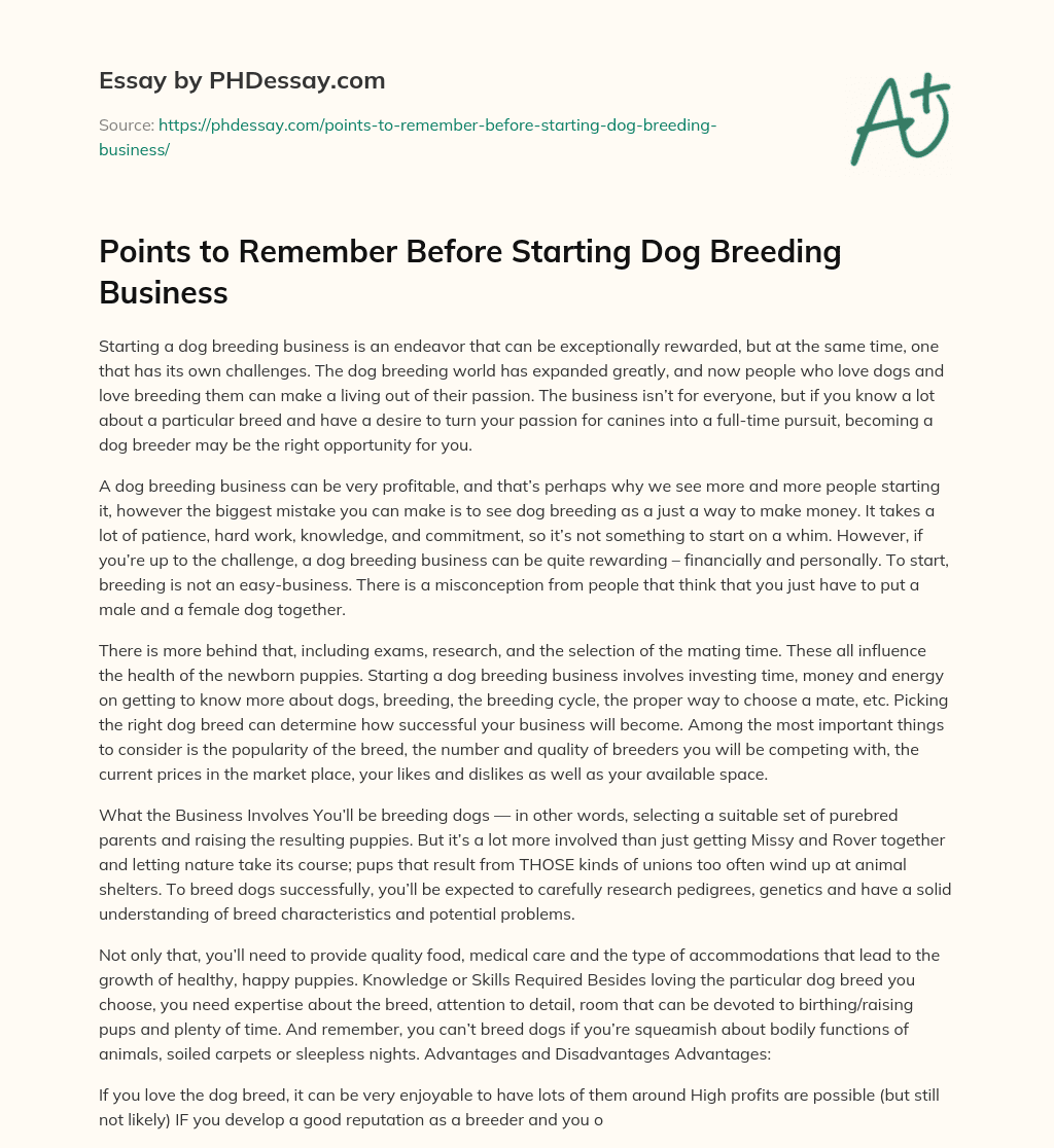 essay on breeding dogs