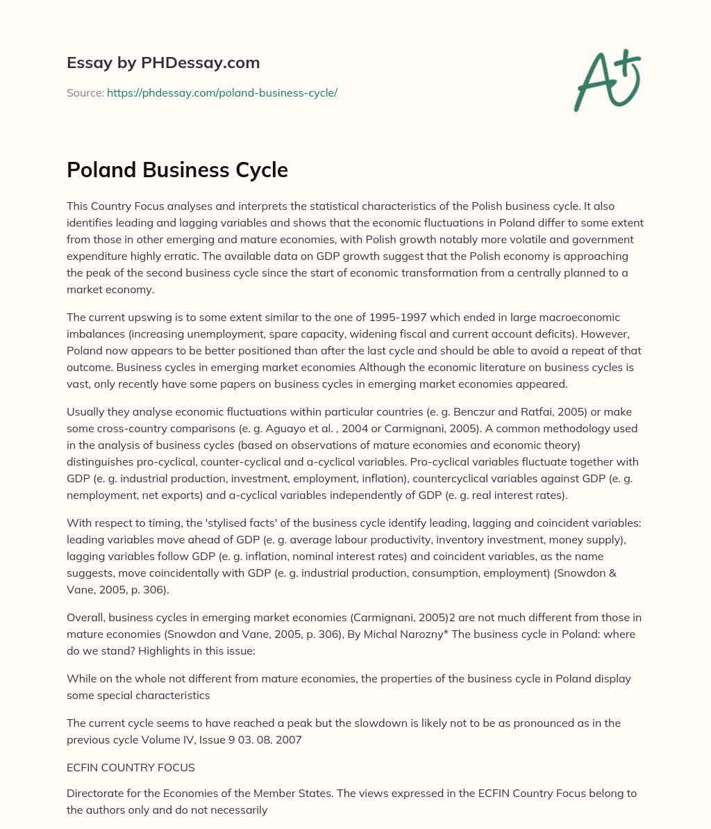 Poland Business Cycle essay