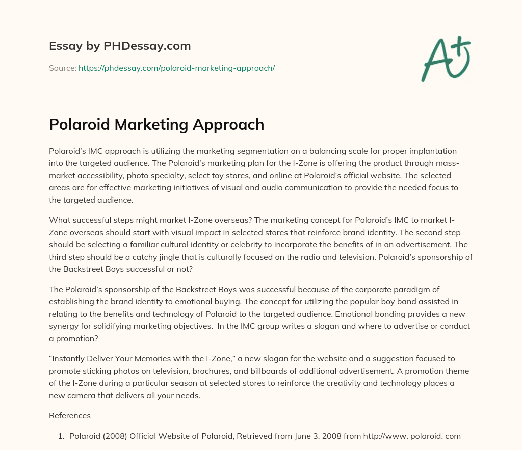 Polaroid Marketing Approach essay