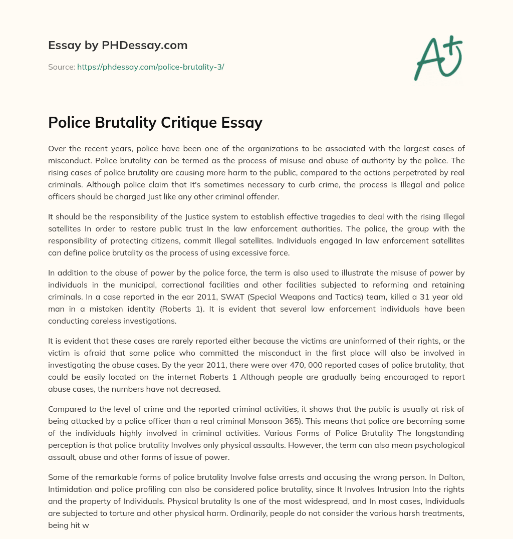 Police Brutality Critique Essay essay