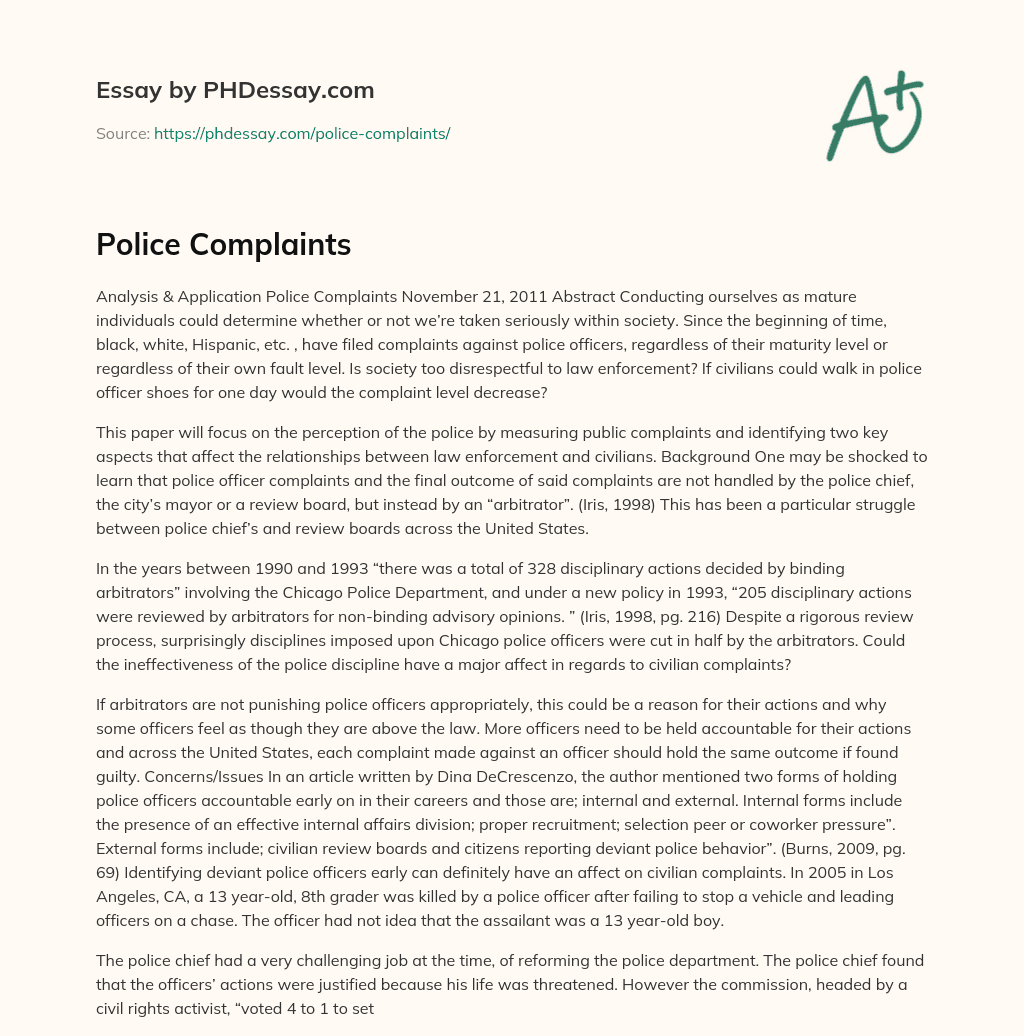 Police Complaints essay