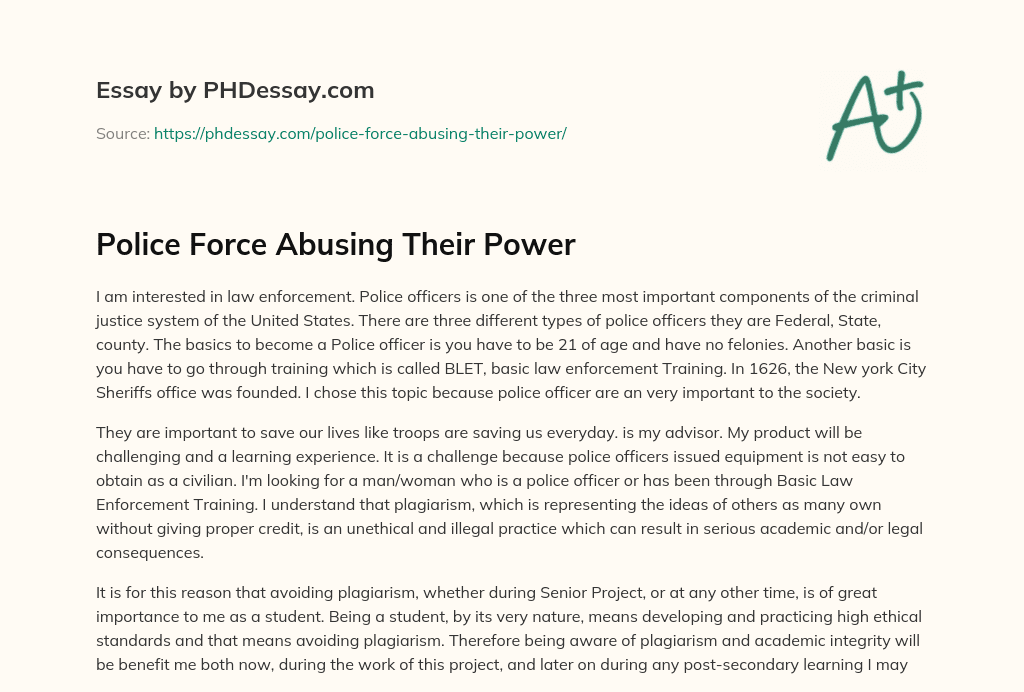 Police Force Abusing Their Power essay